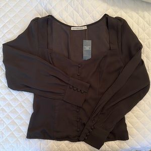 Abercrombie & Fitch Black Long Sleeve Corset Top. Button front and sleeves.